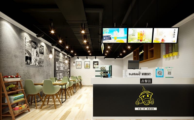 奶茶店裝修設計效果圖(圖2)